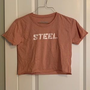 NWOT “Steel” Crop Workout Tee